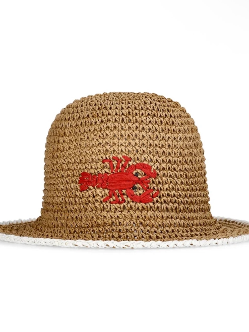 Women’s Crochet/Straw Hat with Red Lobster